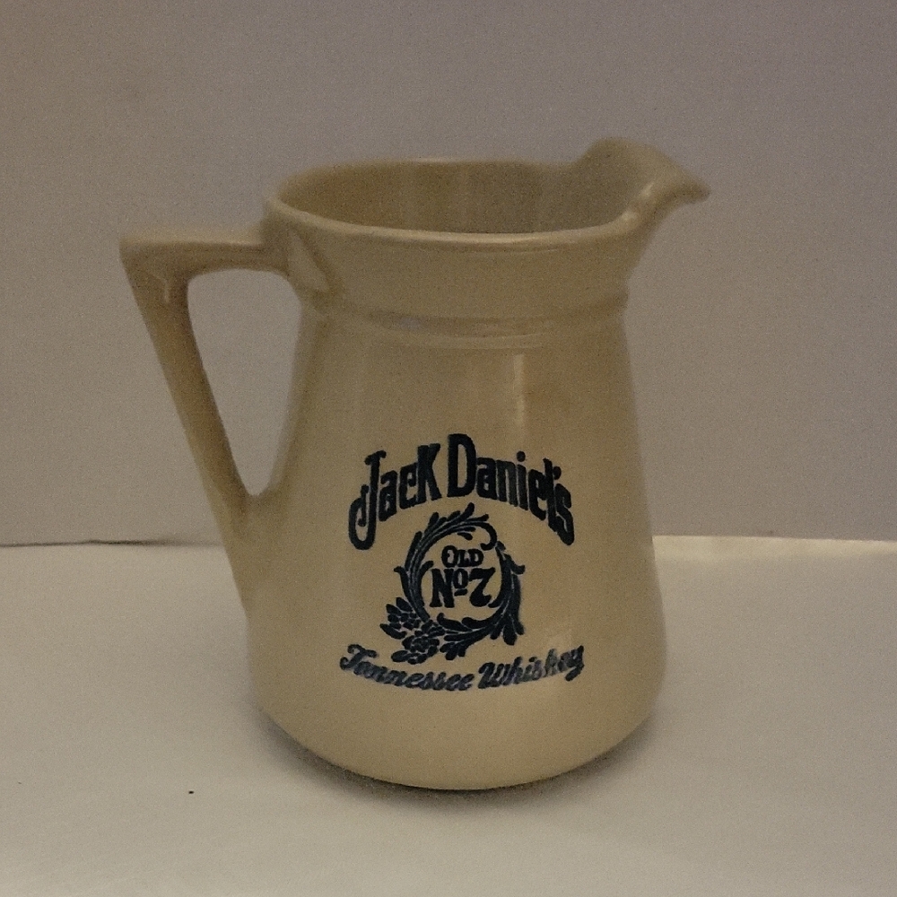 Jack Daniels Cream and Blue Bar Stoneware Pitcher
